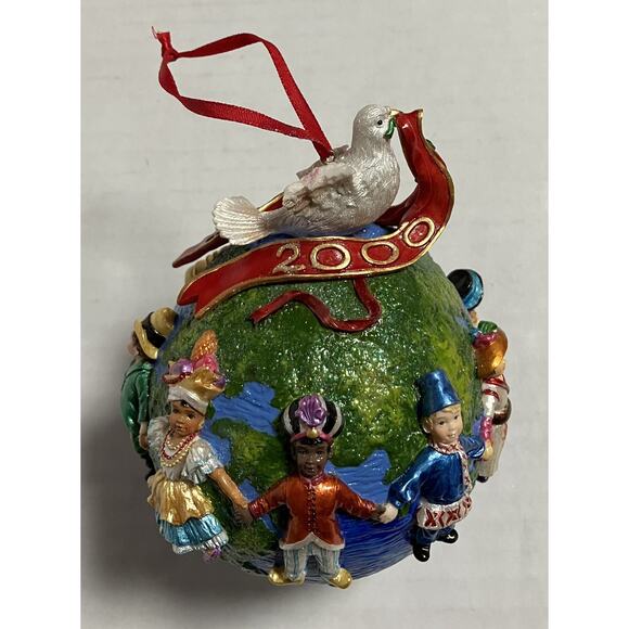 Vtg Y2K Collectible Christopher Radko Glass Ornament 5.5” United for Peace READ - Picture 2 of 10